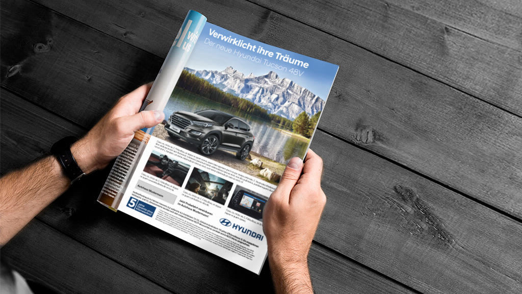 Printmedien Werbeanzeige von Hyundai